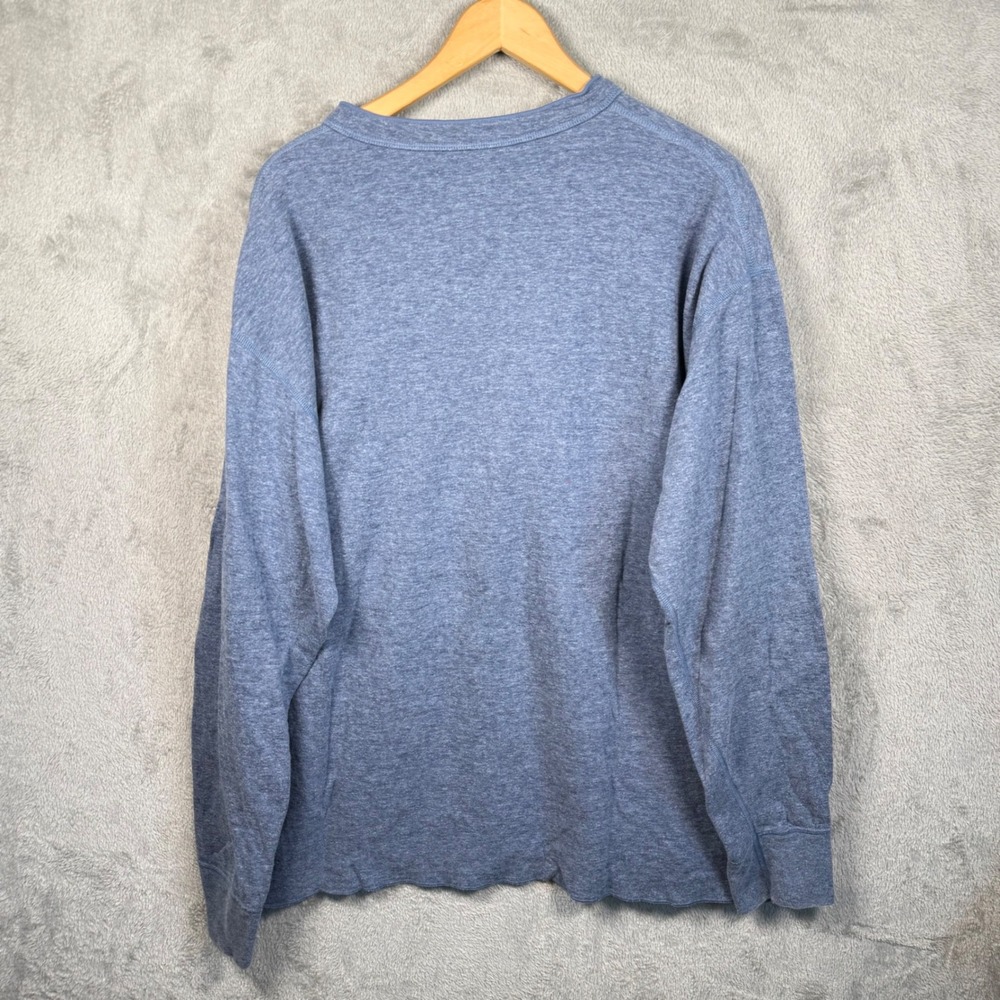 L.L. Bean River Driver Shirt Men XXL Blue L/S Henley Wool Blend Two-Layer Basic - Picture 2 of 7